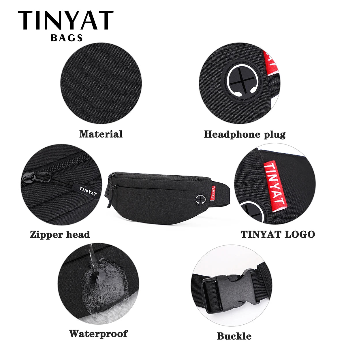 Men Waist Bag Pack Purse Casual Large Phone Belt Bag Pouch