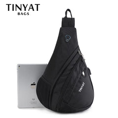 Men Waterproof Nylon Shoulder Crossbody USB Business Shoulder Bag
