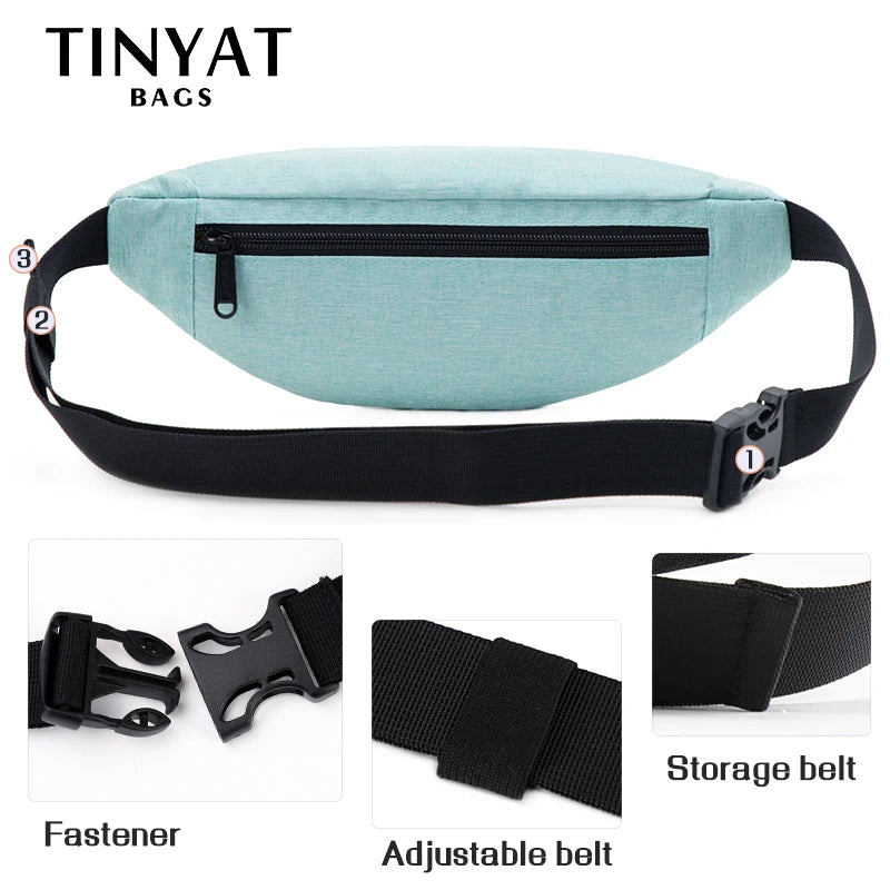TINYAT Men Women Waist Pack Bag Casual Fanny Pack Canvas Belt bag