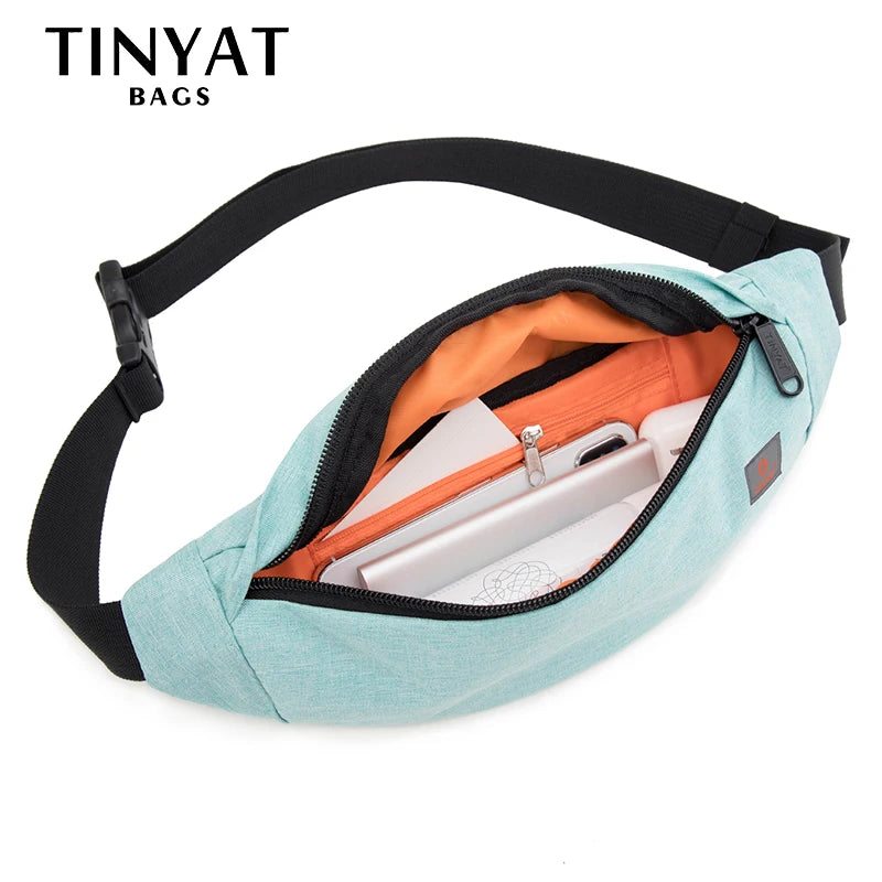 TINYAT Men Women Waist Pack Bag Casual Fanny Pack Canvas Belt bag