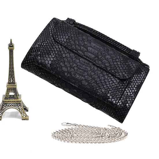 New Solid Leather Handbag Chain Messenger Bag