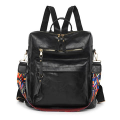 Anti Theft PU Leather Backpack Women Zipper Laptop Travel Bag