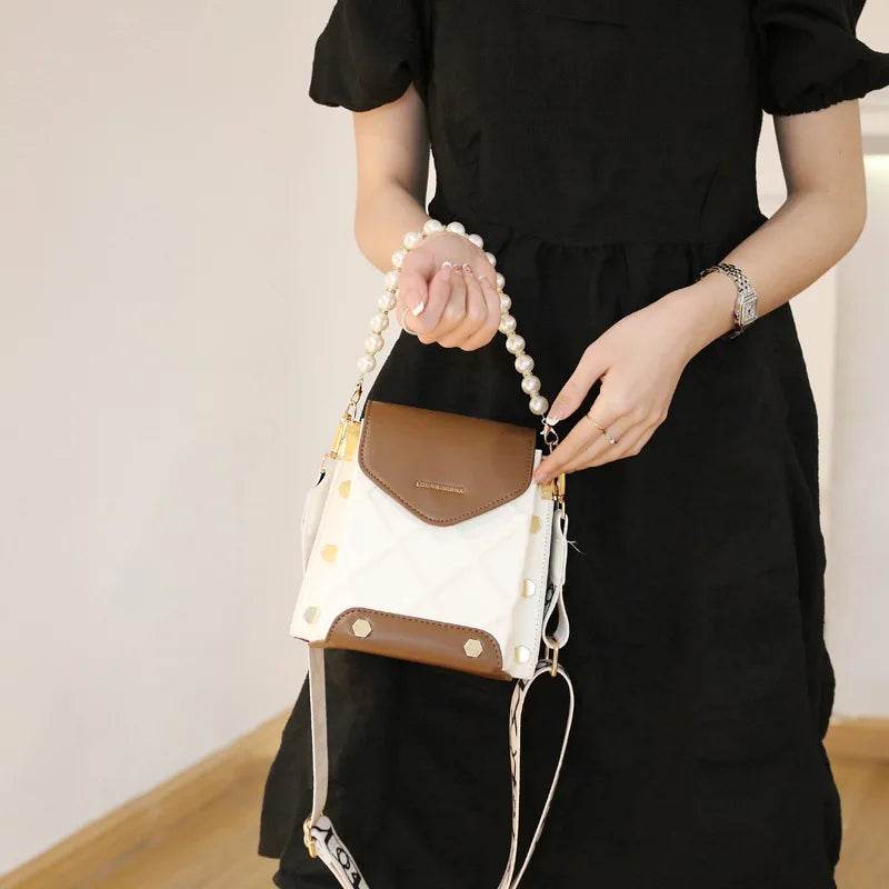 Summer Fresh Women Shoulder Bag PU Leather Beading Pendant
