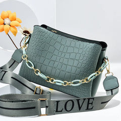 Stone Pattern Chain Shoulder Cross-body Bag