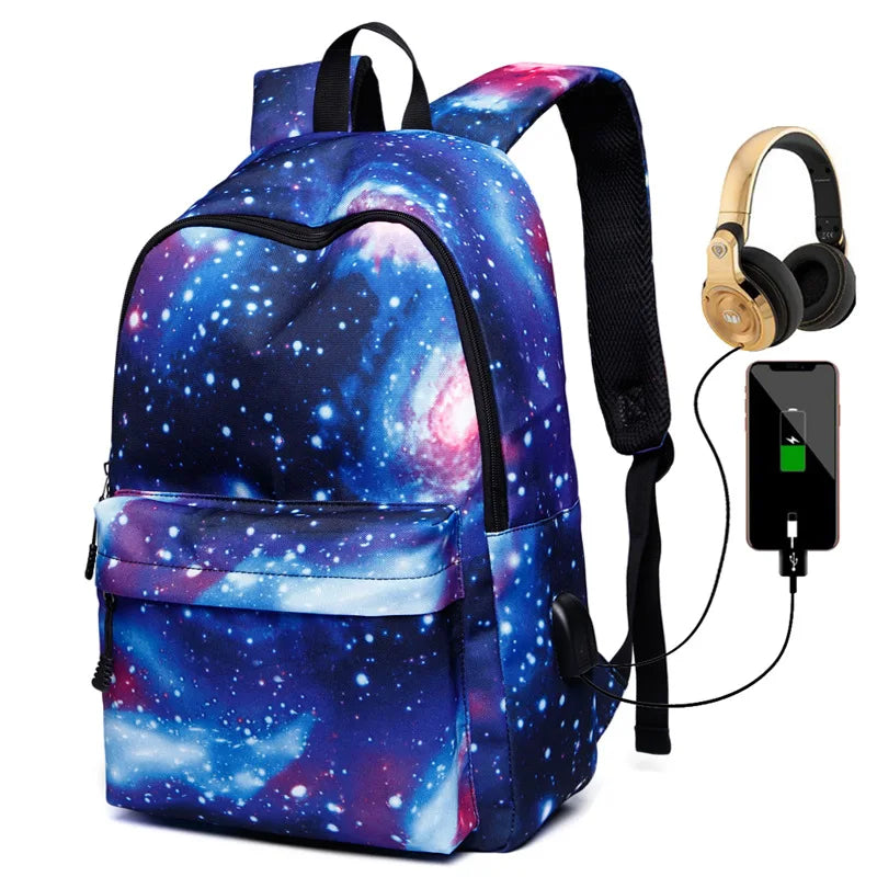 TRAVEASY Star Universe Print Backpack Men Women Teenager School Bag