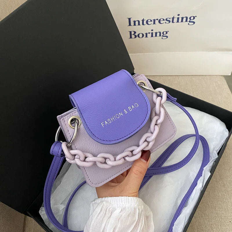 Women's Candy Chain Bag Mini Pu Leather Handbag