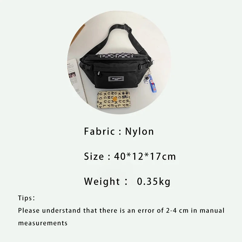 Nylon Waist Pack Multi-layer Pockets Hip-Hop Chest Bag