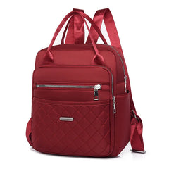 Diamond Checker Backpack Woman Embroidered Oxford Shoulder Bag