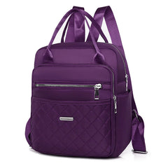 Diamond Checker Backpack Woman Embroidered Oxford Shoulder Bag