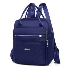 Diamond Checker Backpack Woman Embroidered Oxford Shoulder Bag