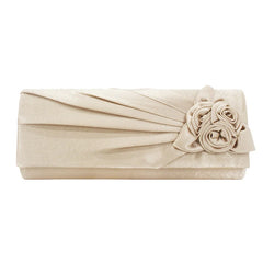 Women Clutch Rose Flowers Evening Bag Ladies Banquet Silk Handbag