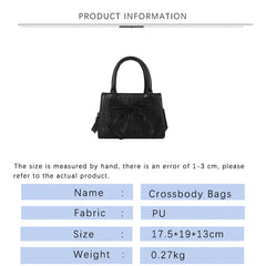 Women Shoulder Bag Bow Crossbody Leather Handbag Solid Zipper