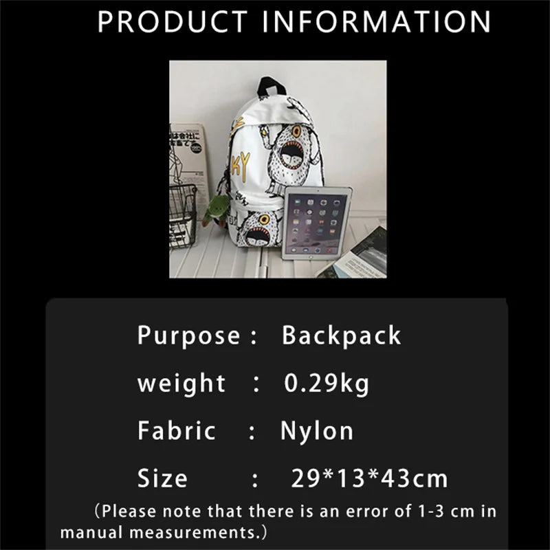 Nylon Graffiti Backpacks for Women Girls Teenagers