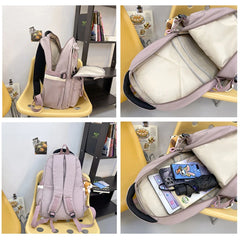 Nylon Casual Contrast Backpack Large Capacity Bags Unisex