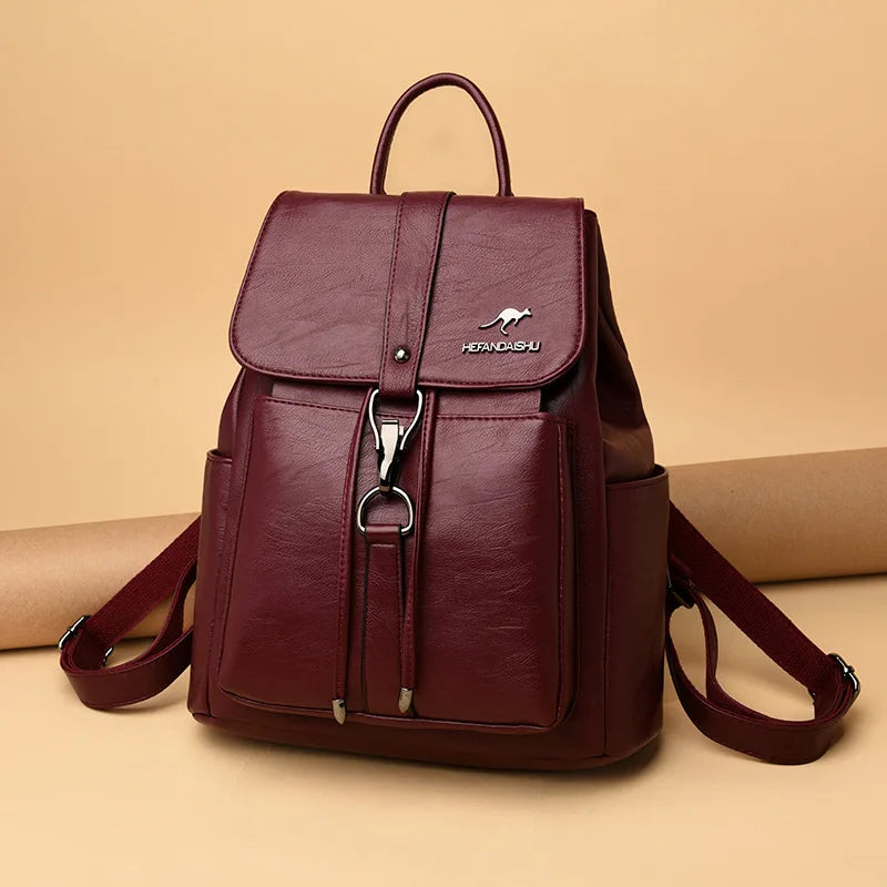 PU Backpacks Women Casual Large Capacity Travel Anti-Theft Shoulder Bag