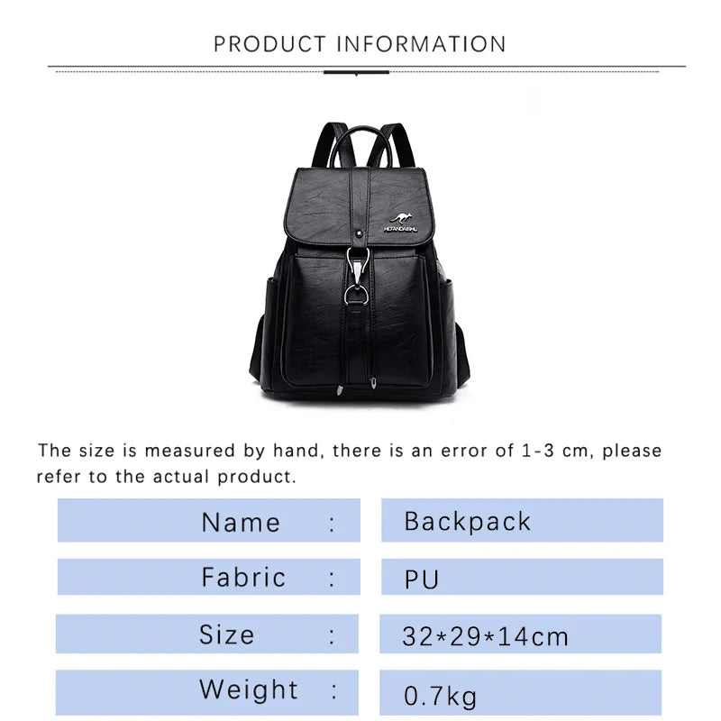 PU Backpacks Women Casual Large Capacity Travel Anti-Theft Shoulder Bag
