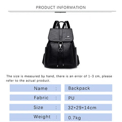 PU Backpacks Women Casual Large Capacity Travel Anti-Theft Shoulder Bag