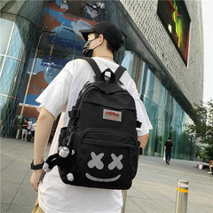 Preppy Style Smiley Face Pattern Backpack
