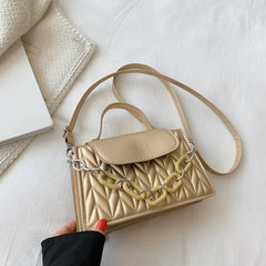 Summer Chain Women Shoulder Bags Solid Female Handbag Retro Square Bag Orange