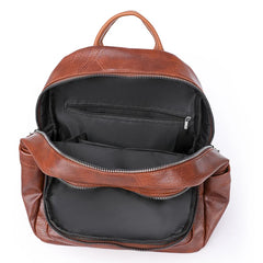 Vintage Ladies Leather Backpack Women PU School Bags for Collage Students Girls