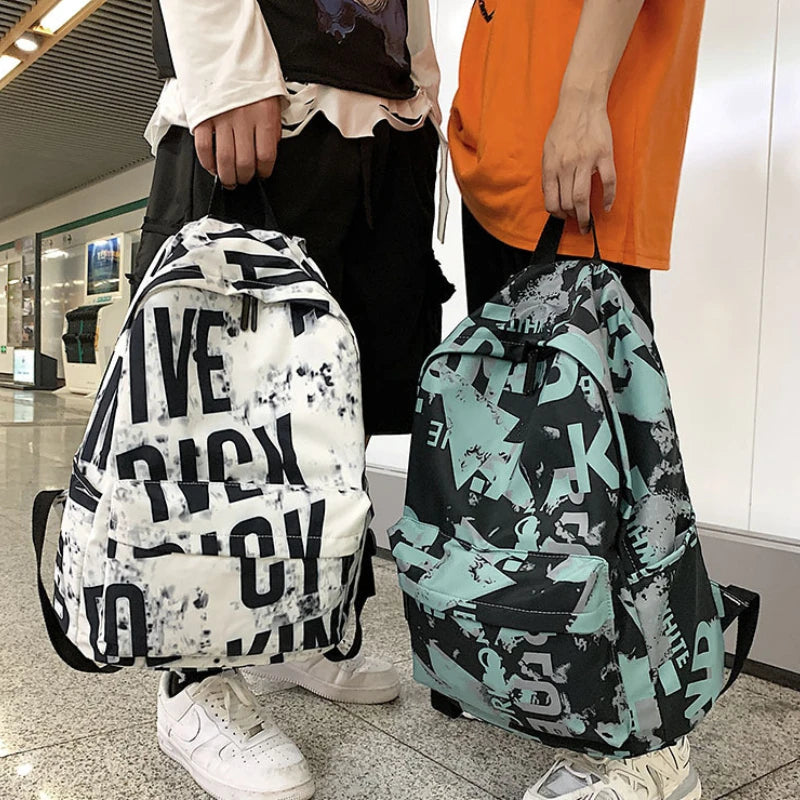Women Graffiti Hip-Pop Men Backpack Nylon Street Style Bags