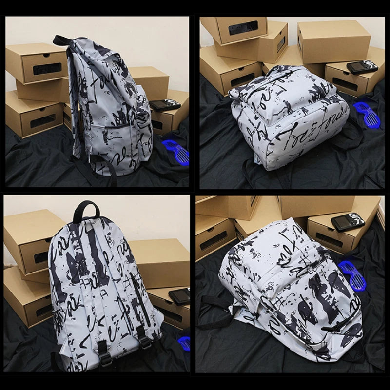 Women Graffiti Hip-Pop Men Backpack Nylon Street Style Bags