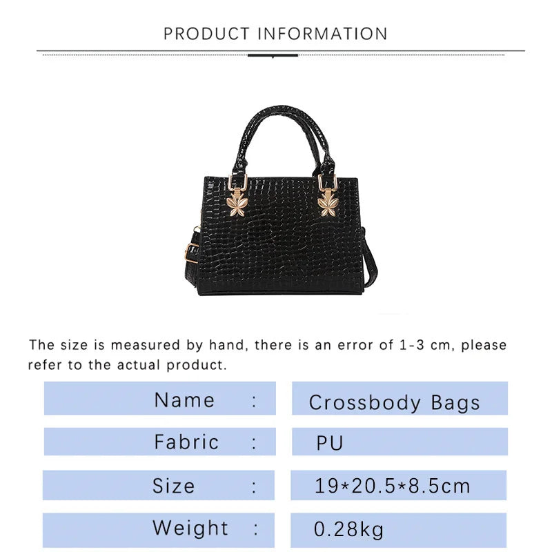 Crocodile Print Leather Shoulder Bag Women's Crossbody Bag