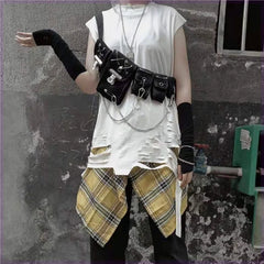 Tactical Waist Bag Streetwear Crossbody Pack Chest Bags 5 Pockets