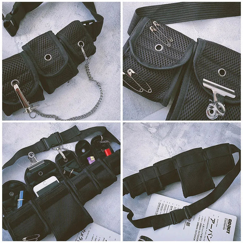 Tactical Waist Bag Streetwear Crossbody Pack Chest Bags 5 Pockets