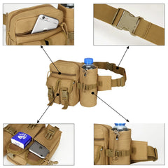 Tactical Men Waist Pack Hiking Water Bottle Phone Pouch Outdoor Sports Bag