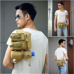 Tactical Men Waist Pack Hiking Water Bottle Phone Pouch Outdoor Sports Bag