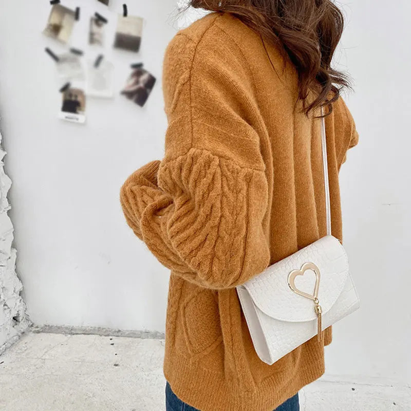 Tassel Heart Mini Shoulder Bag for Women Girls Purses Handbags