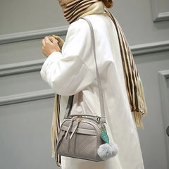 Tassel Messenger Shoulder Bag Women Girl PU Leather Handbag Lady Boston Hairball