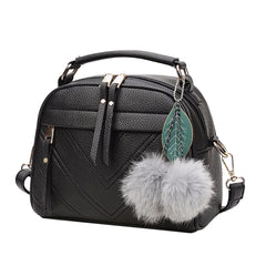 Tassel Messenger Shoulder Bag Women Girl PU Leather Handbag Lady Boston Hairball