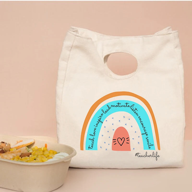 Rainbow Cooler Lunch Bag Women Handbags Insulated Breakfast Box