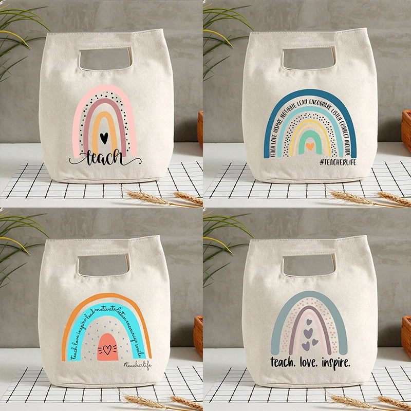 Rainbow Cooler Lunch Bag Women Handbags Insulated Breakfast Box
