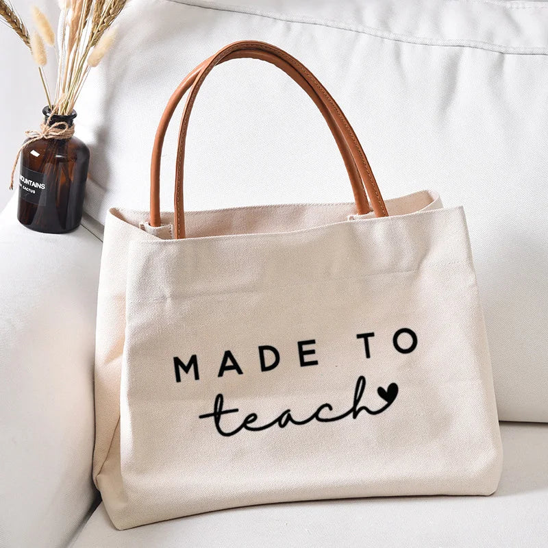 Teacher Tote Bag Teaching Book Canvas Shopping Beach Customize