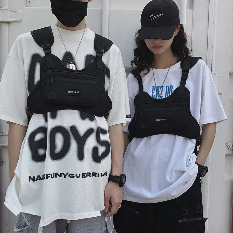 Techwear Hip Hop Tactical Functional Men Chest Vest Bag Streetwear