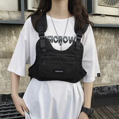 Techwear Hip Hop Tactical Functional Men Chest Vest Bag Streetwear