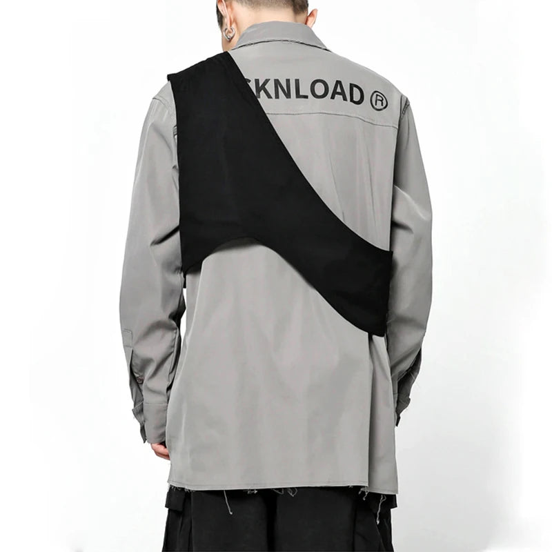 Techwear Ribbons Messenger Chest Bags Streetwear Men Vest Bag