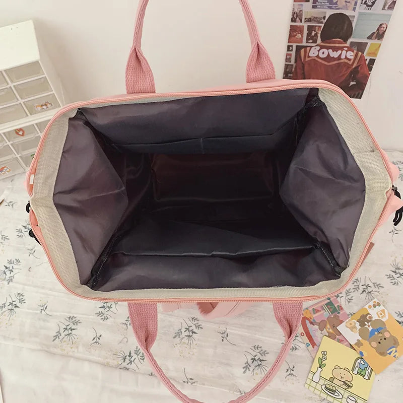 Pastel Teddy Bear Backpack Girl Waterproof Candy Colors High School Bags