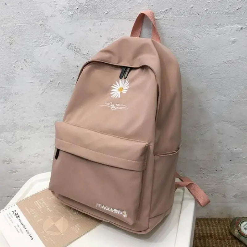 Teen Girl School Bag Flowers Backpack Nylon Bookbag