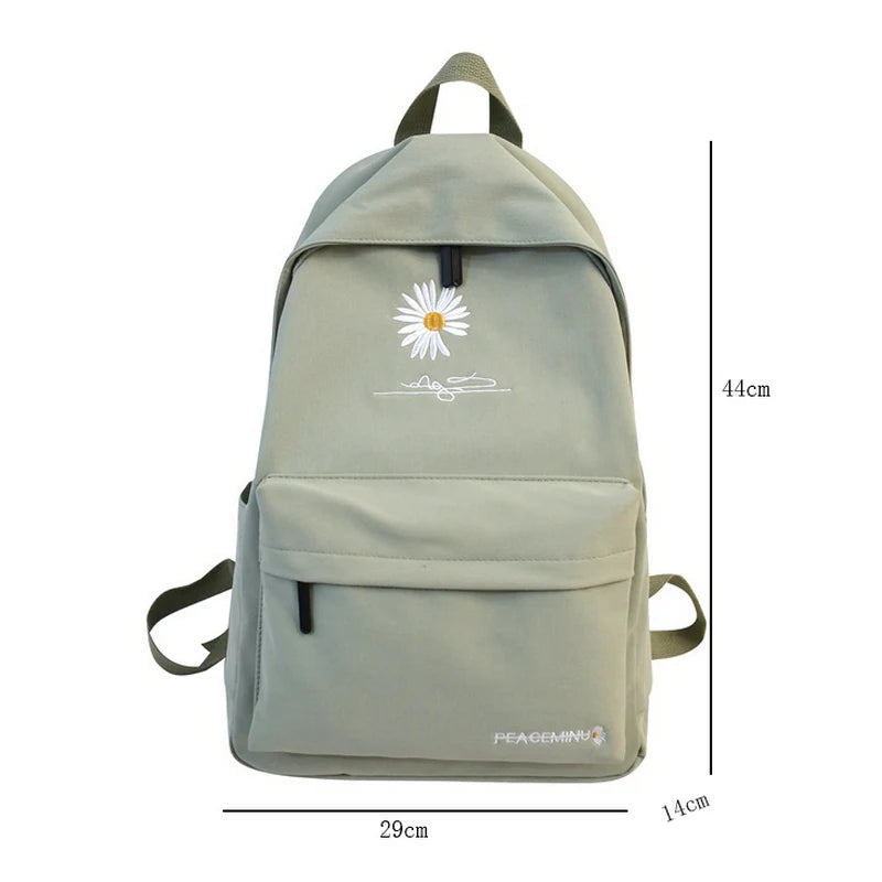 Teen Girl School Bag Flowers Backpack Nylon Bookbag