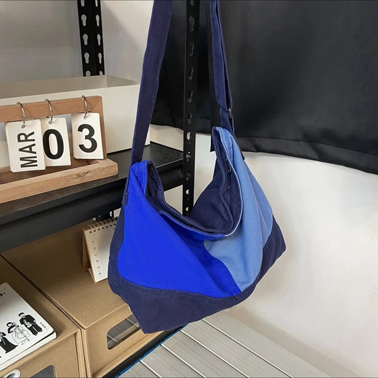 Student Patchwork Canvas Couple Shoulder Bag