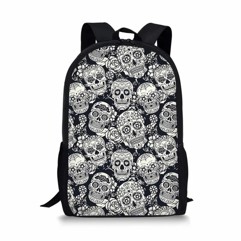 Teenagers Sugar Skulls 3D Printed Schoolbag Large Shoulder Backpack