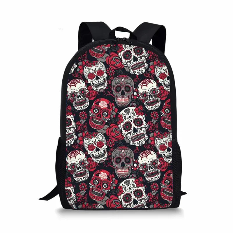 Teenagers Sugar Skulls 3D Printed Schoolbag Large Shoulder Backpack