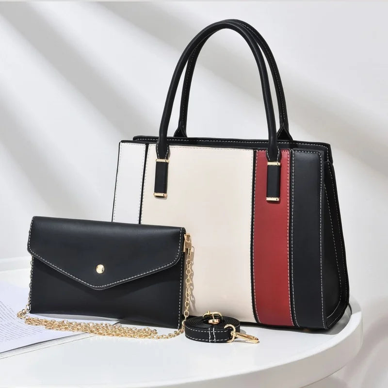 Women's Stitching Handbag One-shoulder Messenger Bag