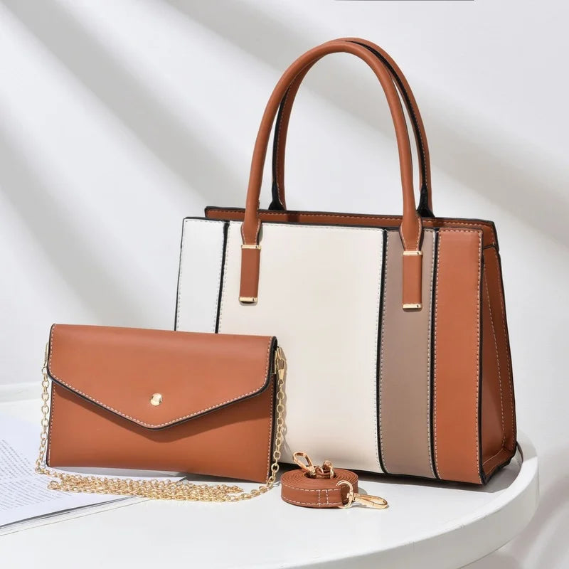 Women's Stitching Handbag One-shoulder Messenger Bag