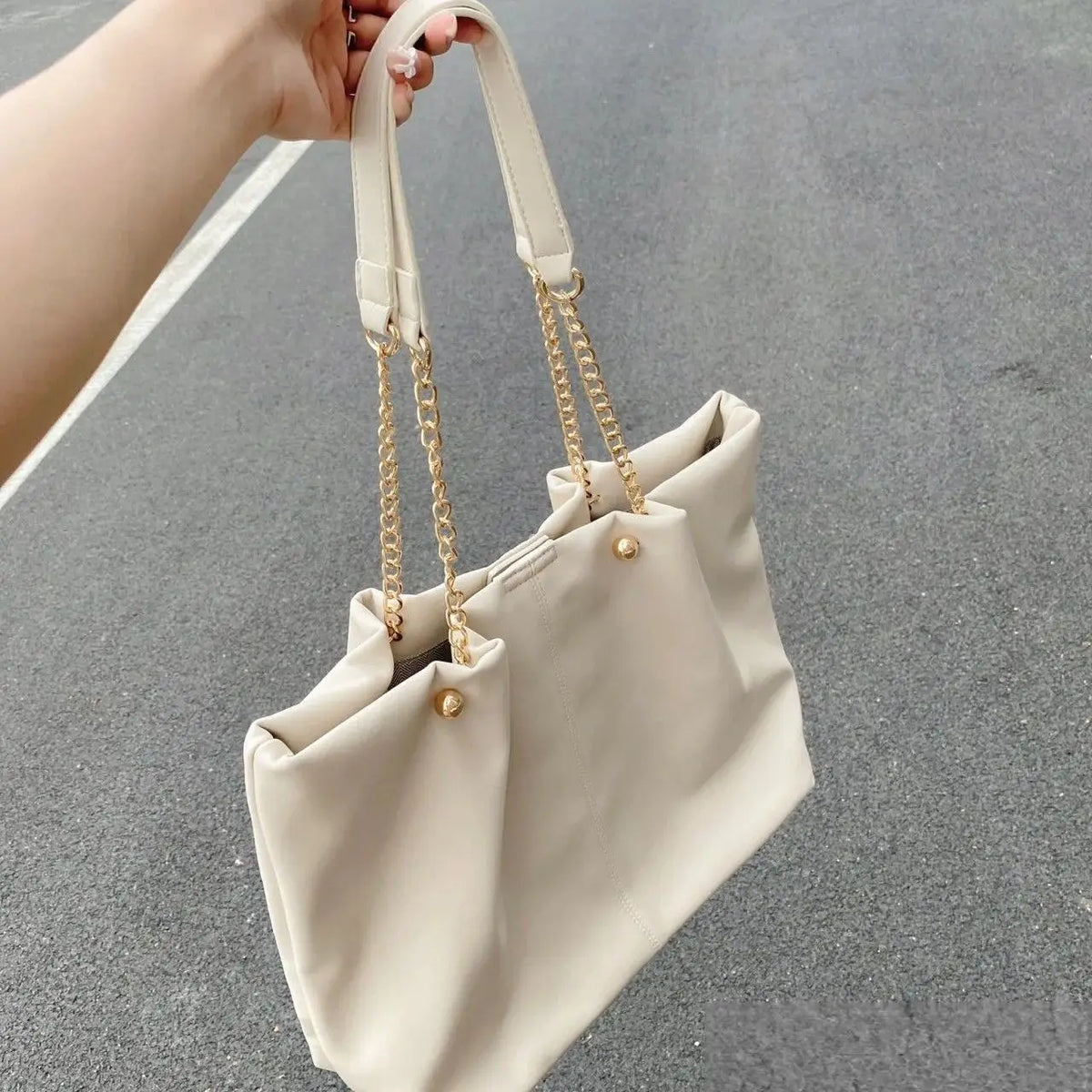 PU Leather Shoulder Bags Women Chain Underarm Totes