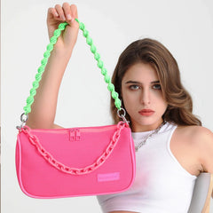 Fluorescent Mesh Crossbody Bag Chain Shoulder Bag